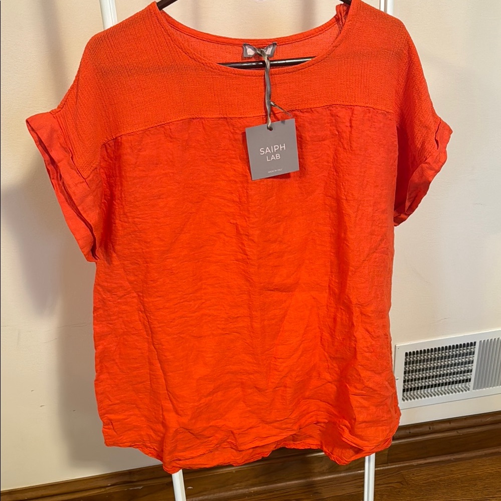 Saiph Lab Linen Orange Top - 2X
